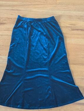 Vintage Dialogue Blue Velvet A-Line Skirt